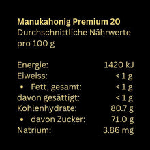 Laden Sie das Bild in den Galerie-Viewer, Manuka Honig PREMIUM 20 - 250g